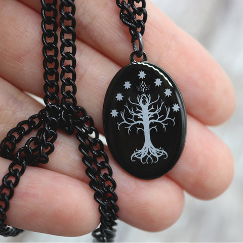 Enamel Necklace, White Tree of Gondor inspired